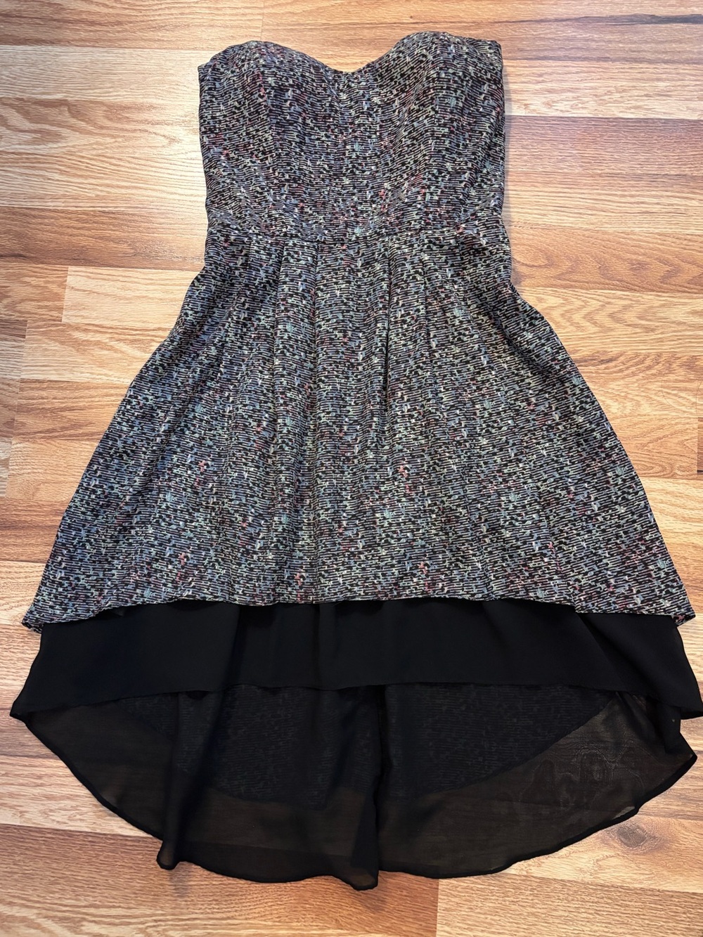 BCBGeneration Y2K Edgy Abstract Strapless High-Low Dress Womens Size XS
